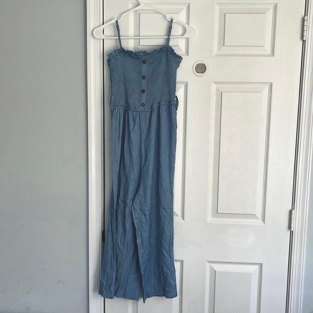 Blue mid waist jumpsuit